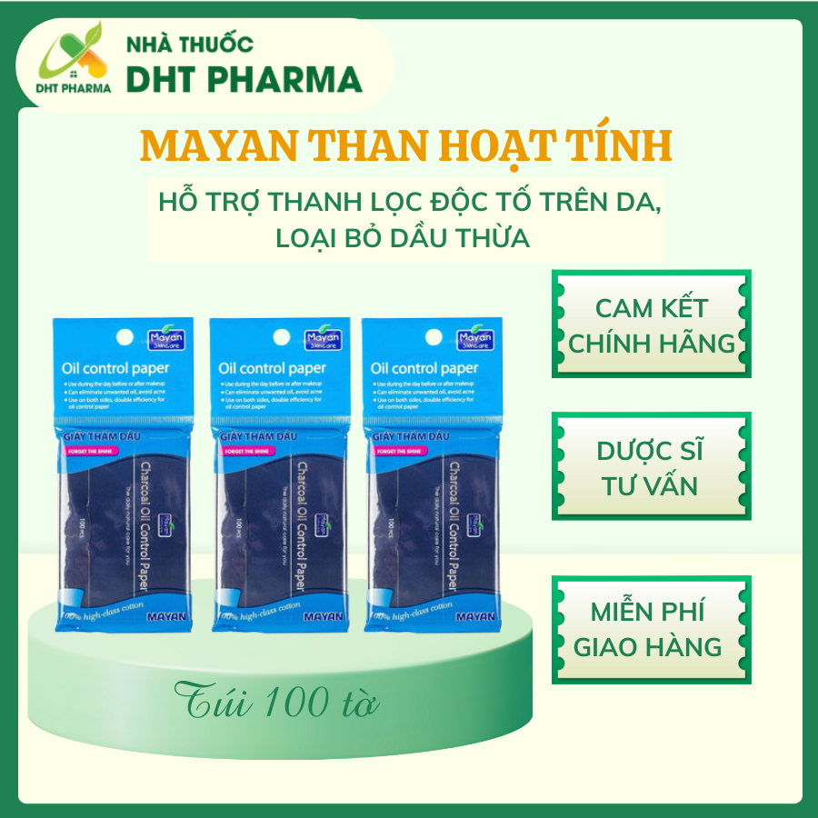 Giấy Thấm Dầu Mayan Than Hoạt Tính (100 Tờ)