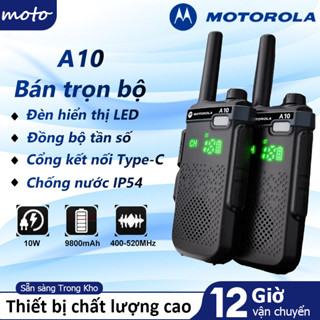  Bộ 2 Bộ đàm Motorola A10 Bộ đàm UHF 400-520MHz  10W Mini Walkie Talkie 199 Channel 9800Mah Khoảng cách giao tiếp 8km 