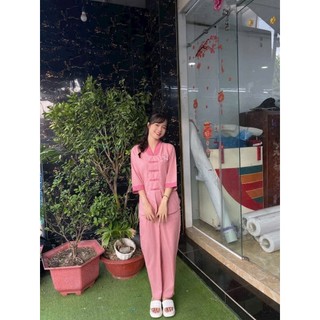 Bộ lam đi chùa. la Hán phối nữ đồ đi chùa  nữ thêu sen tay lỡ vải mát