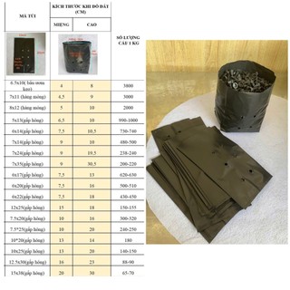  túi bầu ươm cây nilon dẻo dai- số lượng nhiều chọn size  phân loại là kích thước đã đổ đất  
