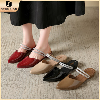  STOMPION Dép Sandal Nữ Mũi Nhọn 2 Quai Kim Tuyến Phong Cách Hàn Quốc Thời Trang Công Sở & Dạo Phố giày nữ đẹp 