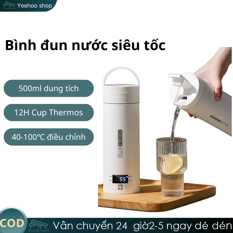 Bình đun nước siêu tốc mini du lịch 500ML