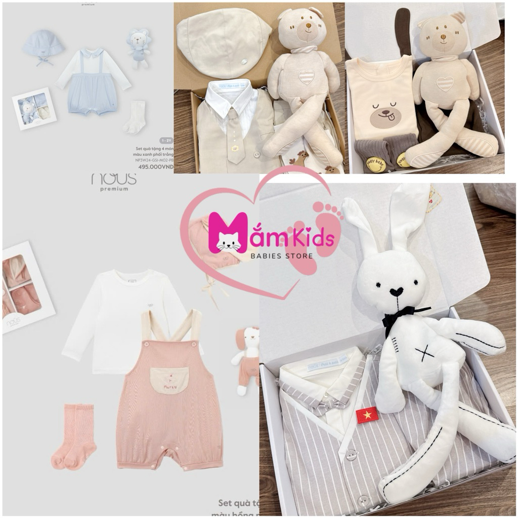 Set quà tặng sinh Nhật 1 tuổi Nous cho bé trai, bé gái xinh xắn, đáng yêu chất liệu mềm mại