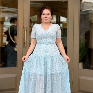  Đầm maxi nữ bigsize LUCY cổ tim chất liệu voan mềm mịn thoáng mát fullsize 50-90kg 