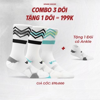 Combo Tất Vớ Thể Thao Redikick Spark Socks Cổ Cao Chạy Bộ Bóng Rổ PickleBall Bóng Đá