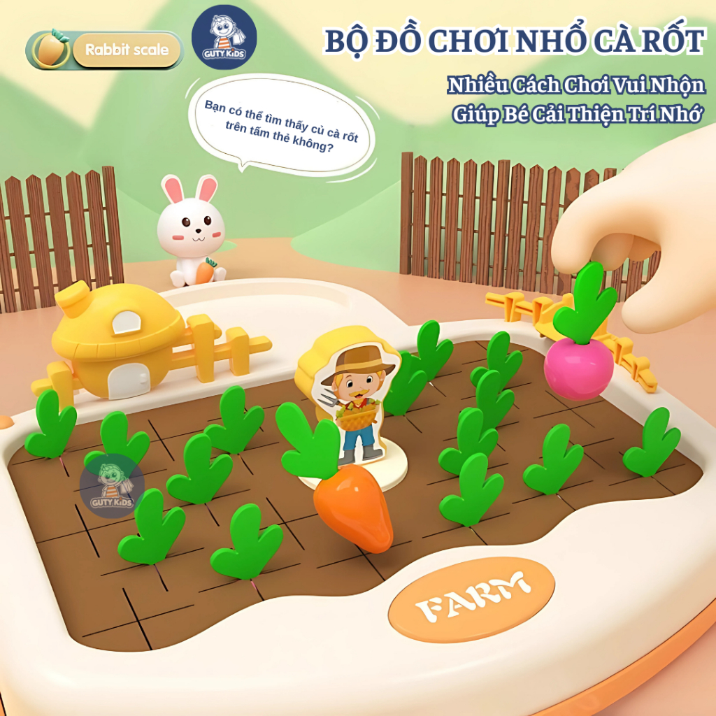 Bộ Đồ Chơi Nhổ Củ Cà Rốt Nông Trại GutyKids Giúp Bé Rèn Luyện Trí Nhớ, Tập Cầm Nắm, Tăng Phản Xạ, Phát Triển Trí Tuệ