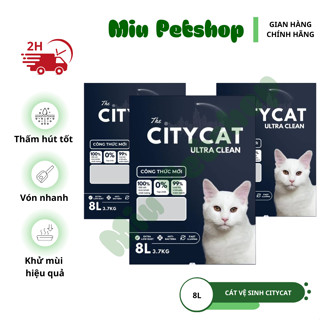   TẢI 7 TÚI  Cát Mèo CITYCAT – Cát Bentonite 8L 3.7kg – Cát Vệ Sinh Mèo Giá Rẻ 