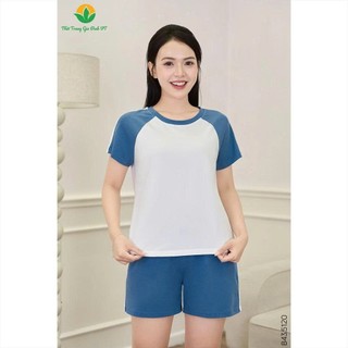  Đồ bộ nữ mặc nhà chất Cotton dệt kim  quần đùi áo cộc tay thời trang Việt Thắng B43.5120 