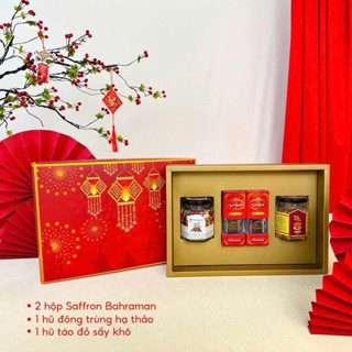 [SET QUÀ TẶNG   ] Nhụy hoa nghệ tây Saffron 2GR  Bahraman với đông trùng hạ thảo+ táo đỏ