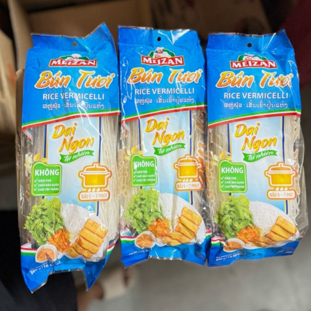 Bún Tươi Meizan 300gram – Sợi Bún Dai Ngon Tự Nhiên, Không Chất Bảo Quản, Ăn Liền Nấu 5-7 Phút
