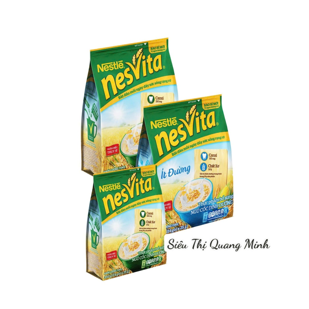 Túi Ngũ Cốc Dinh Dưỡng Ít Đường Nesvita 350g (14 gói x 25g)