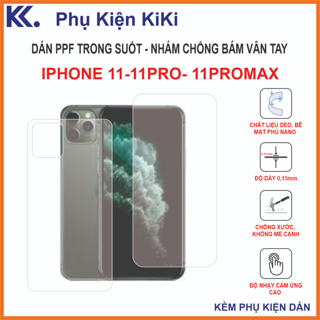 Miếng dán Ppf Iphone 11 pro max /11/ 11 pro Dán chống bám vân tay