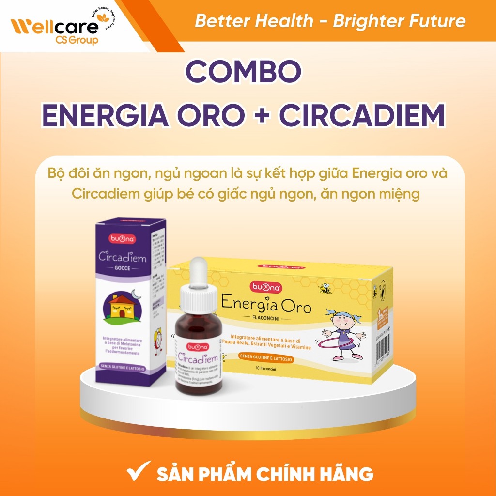 [Quà Tặng Kèm] Combo Circadiem 20ml + Energia Oro 10 lọ giúp bé ngủ ngon, ăn ngoan tăng sức đề kháng