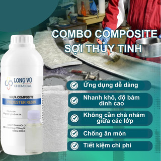  Keo Composite Và Sợi Thủy Tinh Combo Chống Thấm Làm Khuôn Sửa Chữa Đa Năng Chịu Lực,Chống Mài Mòn 