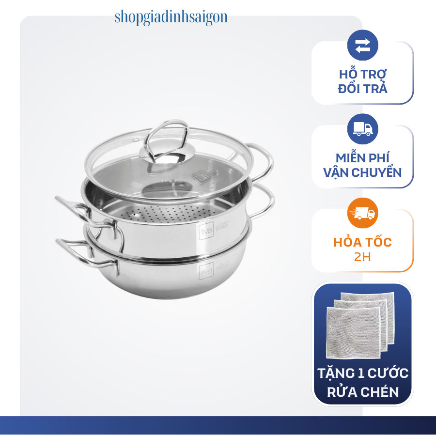 BỘ NỒI XỬNG HẤP LÙN FIVESTAR (ĐỦ SIZE)