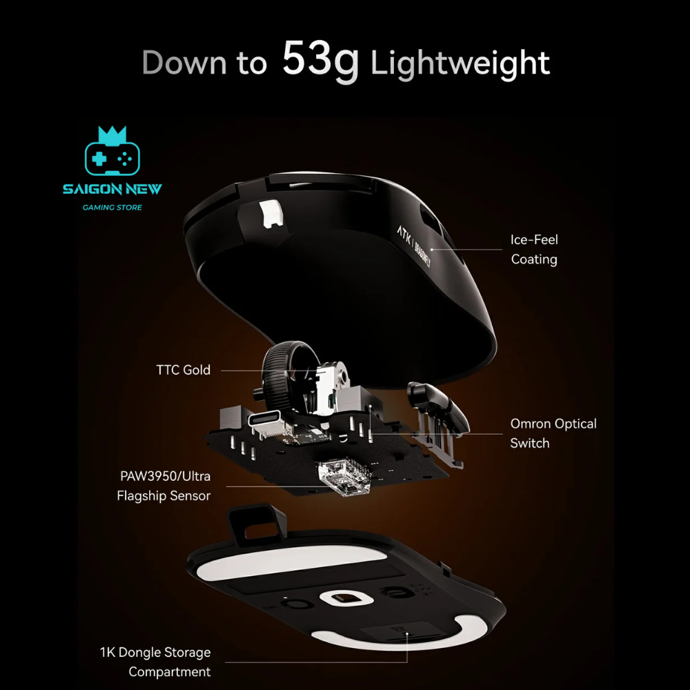 Chuột máy tính không dây Gaming ATK A9 - 3 mode kết nối - Có app tùy chỉnh - Sensor max PAW3395 | BigBuy360 - bigbuy360.vn