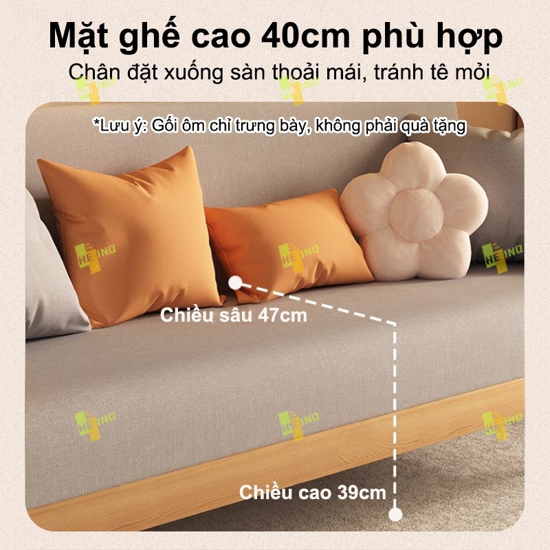 HEINO Ghế sofa đôi dài gỗ thư giãn có khoá kéo vệ sinh, chịu tải 600kg vải nhung cao cấp | BigBuy360 - bigbuy360.vn