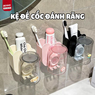  Kệ Bàn Chải Kèm Cốc Đánh Răng Gắn Tường Giá Treo Bàn Chải Đánh Răng Nhà Tắm 