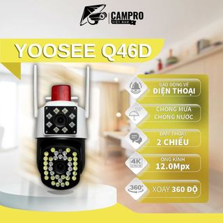 Camera Yoosee 2 Mắt Q46D Xoay 350 Độ 12.0MP Đàm Thoại 2 Chiều, Có Đèn, Báo Động, Chống Nước