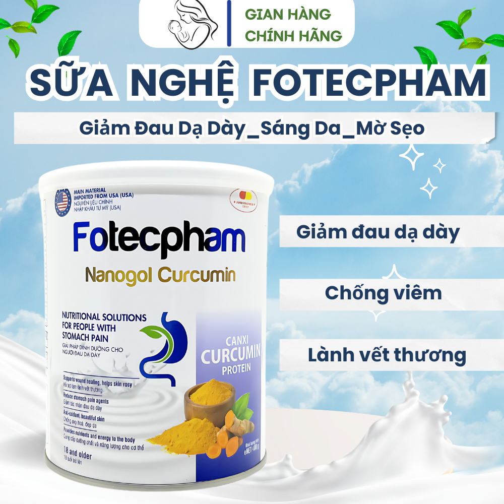 Sữa Nghệ Curcumin Fotecpham Hỗ Trợ Giảm Đau Dạ Dầy, Chống Viên, Sáng Da_Fotecpham Việt Nam