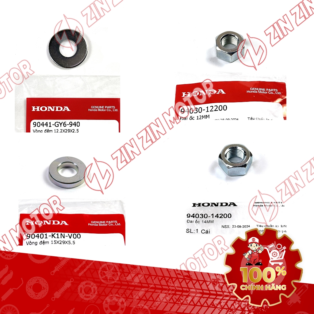 Đai Ốc, Tán Cốt Nồi Trước Sau Lead 4Val 125 2022 - 2025 90401-K1N-V00, 90441-GY6-940 Chính Hãng - ZZ