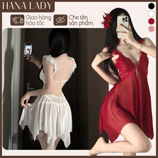 Váy Ngủ Nữ Sexy - Đầm Ngủ Cánh Tiên Voan Lụa Xẻ Tà Phối Ren Hoa Gợi Cảm VN607