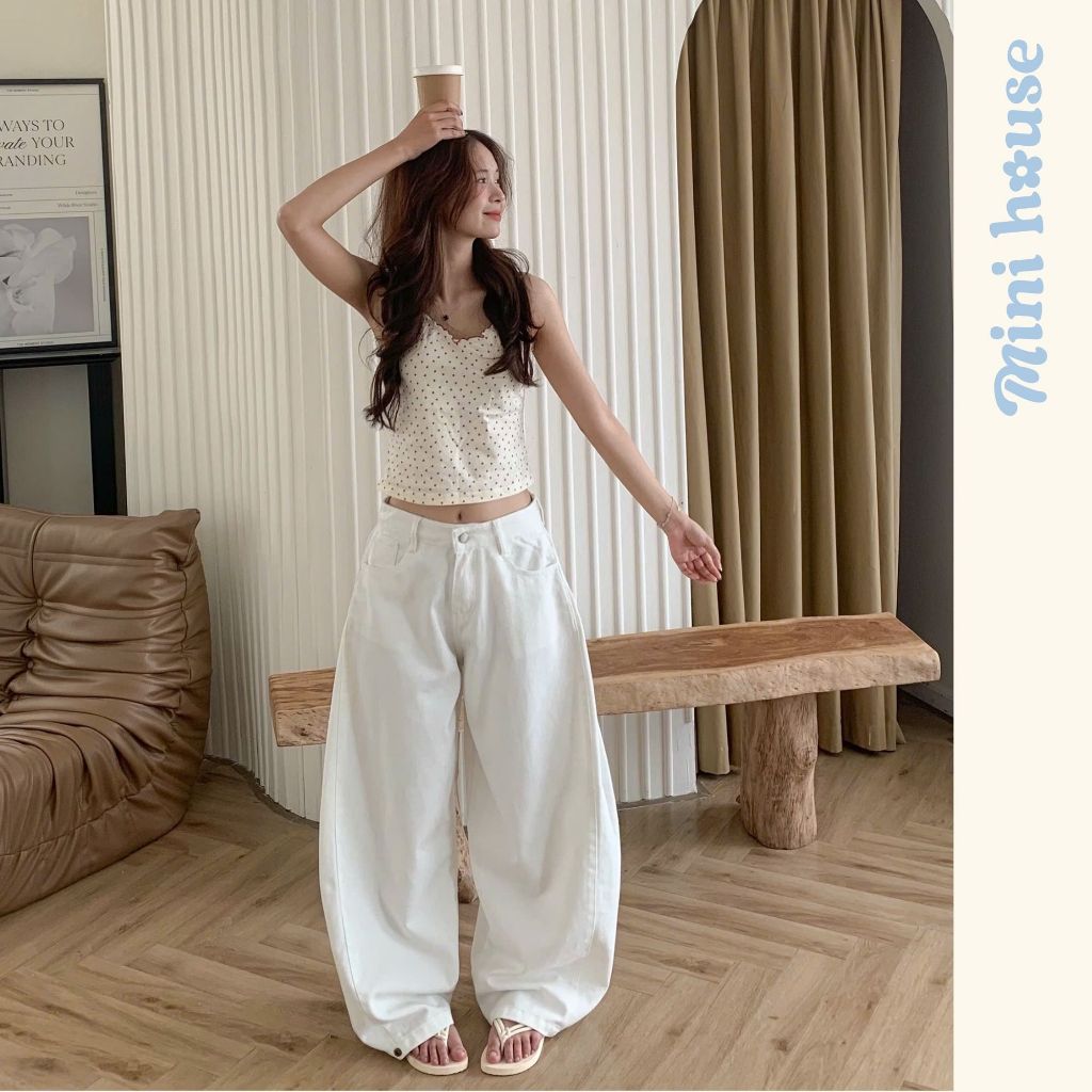 𝐌𝐢𝐧𝐢 𝐇𝐨𝐮𝐬𝐞 - Quần kaki ống rộng cạp cao UNISEX phối line nhúm 3 màu TRẮNG/KEM/ĐEN cá tính năng động MINI005 | BigBuy360 - bigbuy360.vn