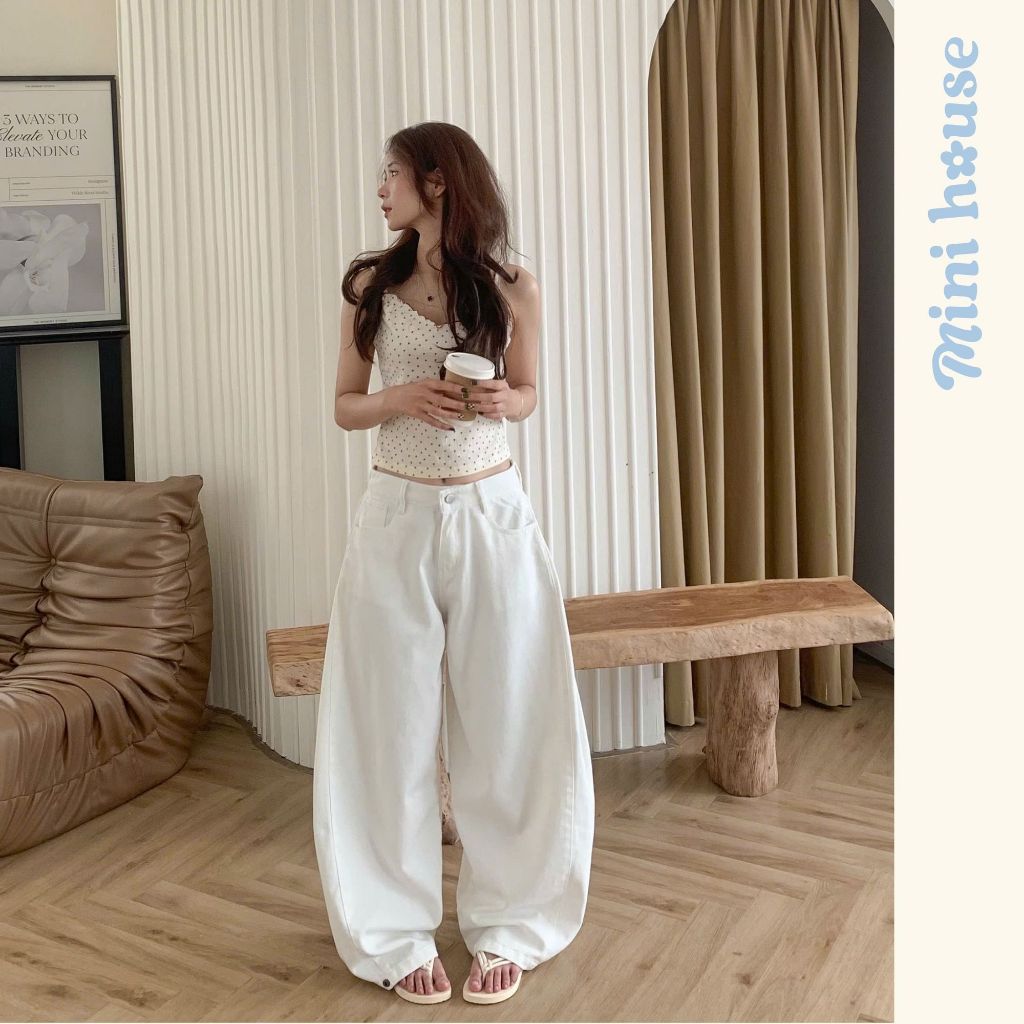 𝐌𝐢𝐧𝐢 𝐇𝐨𝐮𝐬𝐞 - Quần kaki ống rộng cạp cao UNISEX phối line nhúm 3 màu TRẮNG/KEM/ĐEN cá tính năng động MINI005 | BigBuy360 - bigbuy360.vn