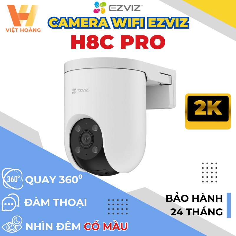 [2026] Camera Ezviz H8C Pro 2K / 3K, Camera Ngoài Trời, Xoay 360, Đàm Thoại 2 Chiều - Chính Hãng
