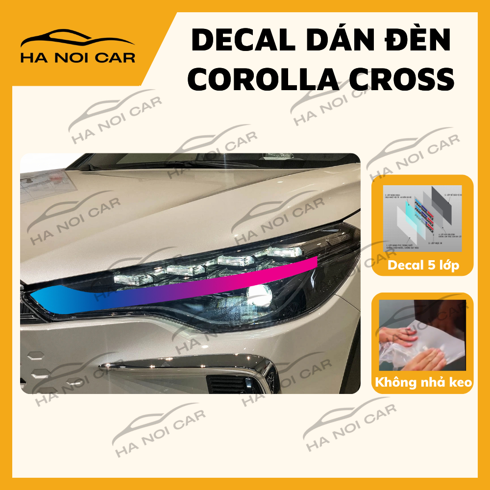 COROLLA CROSS: Decal dán đổi màu đèn COROLLA CROSS trang trí xe
