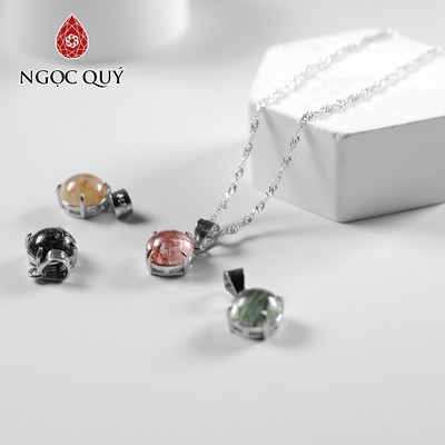 Dây chuyền S925 mặt đá thiên nhiên 8mm - Ngọc Quý