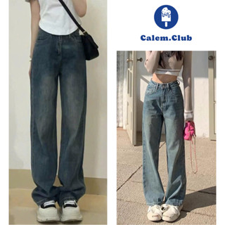 Quần jean nữ màu RETRO ống suông rộng Cạp Cao Calem Club , quần ống rộng nữ lưng cao thiết kế túi ngang trơn Hot 2023