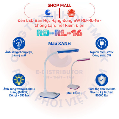 [HỎA TỐC] Đèn bàn học chống cận Rạng Đông RD-RL-16 - Công suát 5W - Hàng chính hãng
