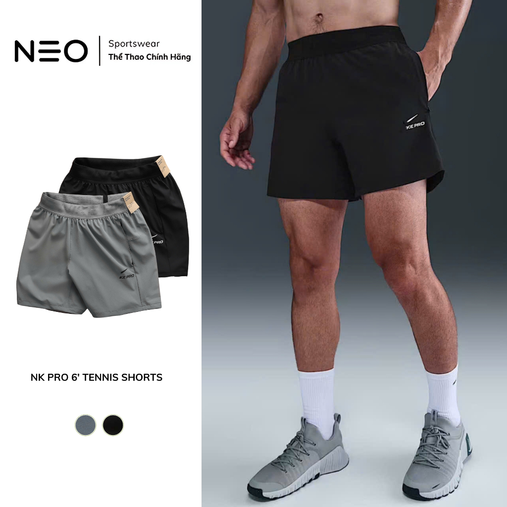 Quần Shorts Thể Thao Nam Tennis Pickleball Co Giãn  Thấm Hút Pro Training 6' Shorts SM117 Neoshopvn