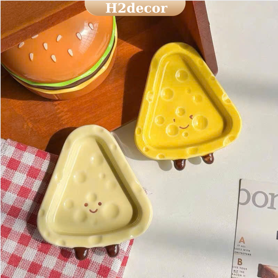 Đĩa sứ đựng gia vị hình phô mai dễ thương - H2decor