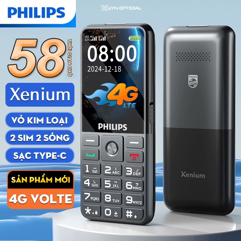 Điện thoại PHILIPS XENIUM P510 4G vỏ kim loại, Không Camera và pin khủng 58 ngày chờ