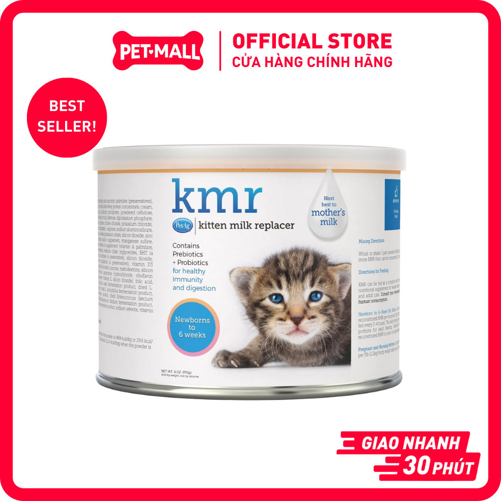 Sữa cho mèo PetAg KMR Kitten Milk Replacer 170g - Sữa bột cho mèo con nhập USA Petmall