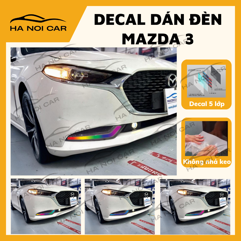 Tem dán đèn MAZDA 3 (2 bên), Decal dán đổi màu đèn MAZDA 3 ,Tem decal 3 lớp không phai màu, không nh