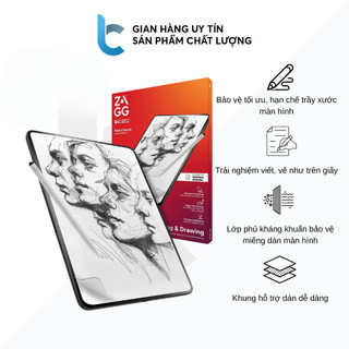  Dán Màn Hình Paperlike IPAD ZAGG Fusion Canvas Viết Vẽ Như Trên Giấy Có Khung Hỗ Trợ Dán Dễ Dàng 