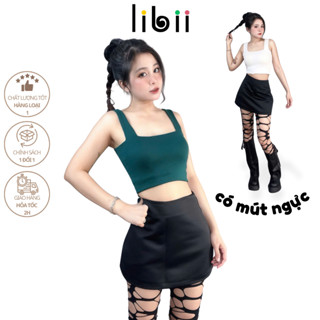 Áo 2 dây có mút ngực LIBII bản to may 2 lớp dày dặn form croptop hở eo ôm body siêu tôn dáng LB2D05