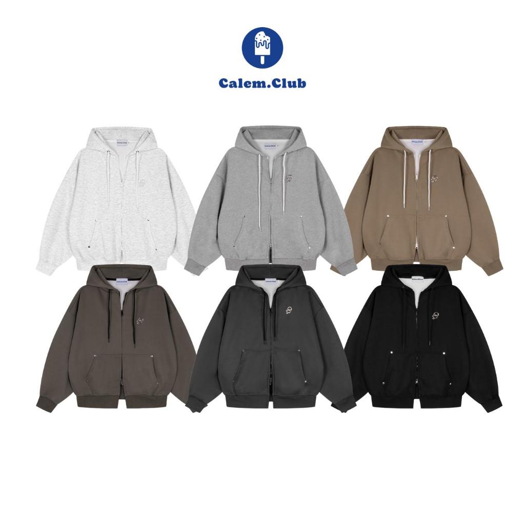  Áo khoác nỉ Hoodie zip ChillPop Calem Club chất vải nỉ 2 da Boxy form rộng unisex nam nữ - có kèm ghim cài mỗi áo 