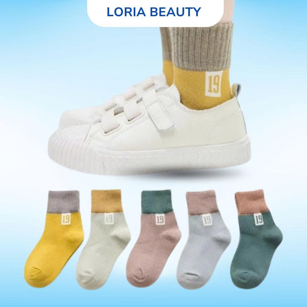 Set 10 Đôi Tất Len Trẻ Em Cổ Cao Có Hình Số 19,20 Cho Bé Trai Bé Gái