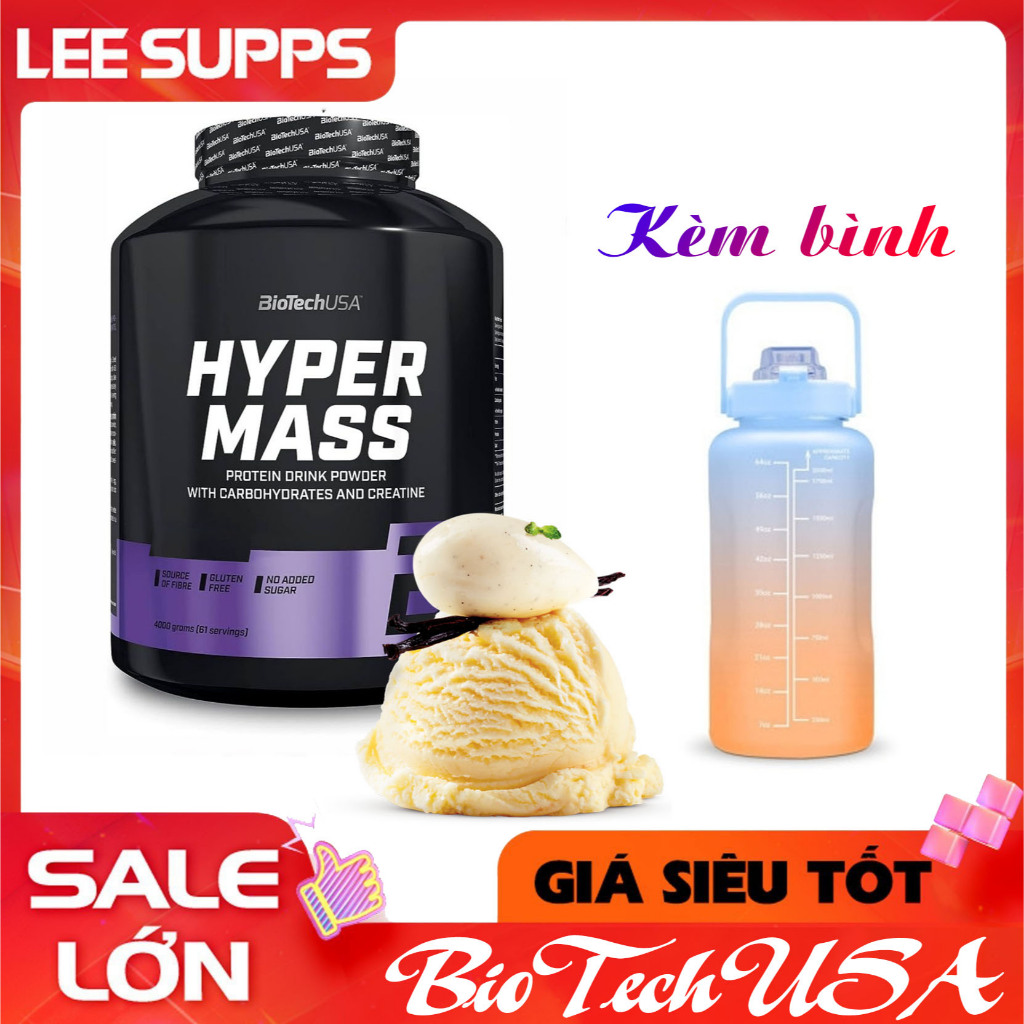 Sữa MASS Tăng Cân Hyper Mass BiotechUSA 4KG vị Vani - Tăng cân tăng cơ nhanh chóng