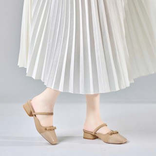  Cao Gót MWC G259 - Dép Sục Nữ Mũi Bóng Đính Nơ Phối Quai Ngang Mảnh Thời Trang Thanh Lịch 