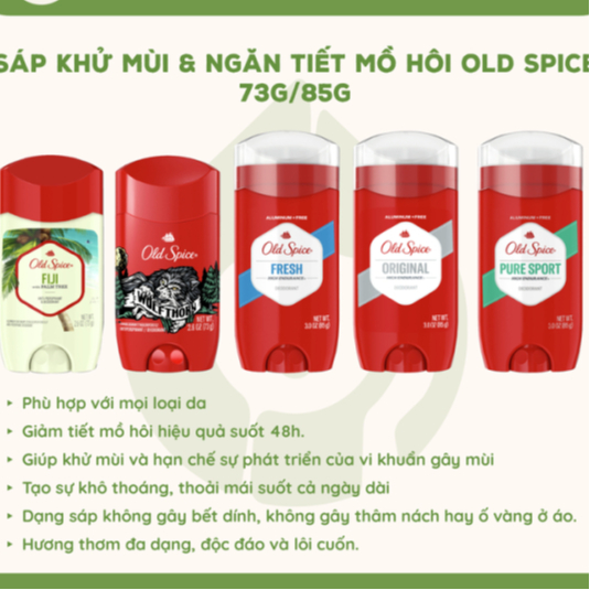 Sáp Khử Mùi Old Spice Pure Sport High Hương Thơm Tươi Mát Endurance 85g