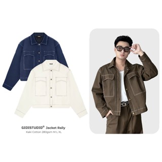 Áo khoác kaki RAILY chạy viền chỉ 2 lớp cao cấp Nam Nữ Unisex - Áo Jacket DÁNG LỬNG chất kaki mịn, đứng form GIDI