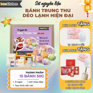 [Tặng Khay Túi] Set làm bánh Dẻo Lạnh Trung Thu SnowSkin Mooncake - Bánh Ko ngọt - Ko hấp - Ko nướng