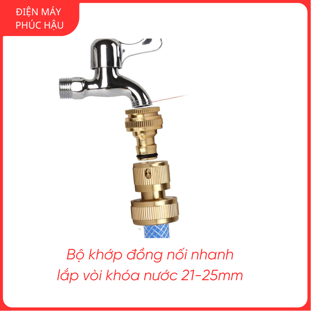Bộ khớp đồng nối nhanh lắp vòi khóa nước 21-25mm (bộ nối nhanh lắp ren 21) mã 004