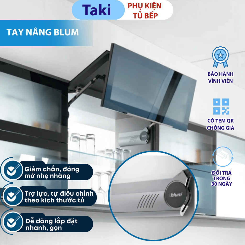 Tay Nâng Chuẩn Hãng Blum Cao Cấp HF22, HF25, HF28 Phụ kiện Tủ Bếp Dễ Dàng Lắp Đặt Tiện Lợi