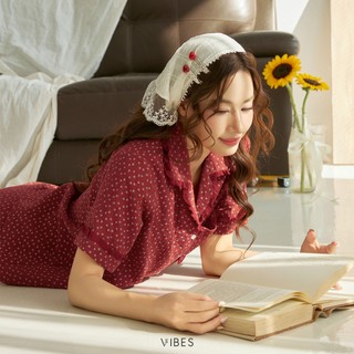 VIBES Pijama ngắn muslin họa tiết xinh xắn Lumea x Mimi Py Set phối ren